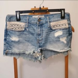 Hollister Distressed Light Denim Jean Shorts 28